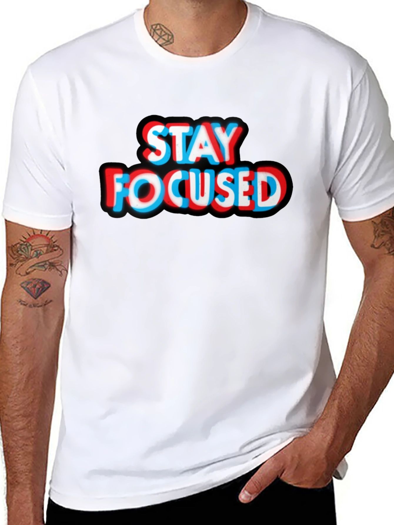 Stay Focused Graphic Tee - Black Cotton T-Shirt