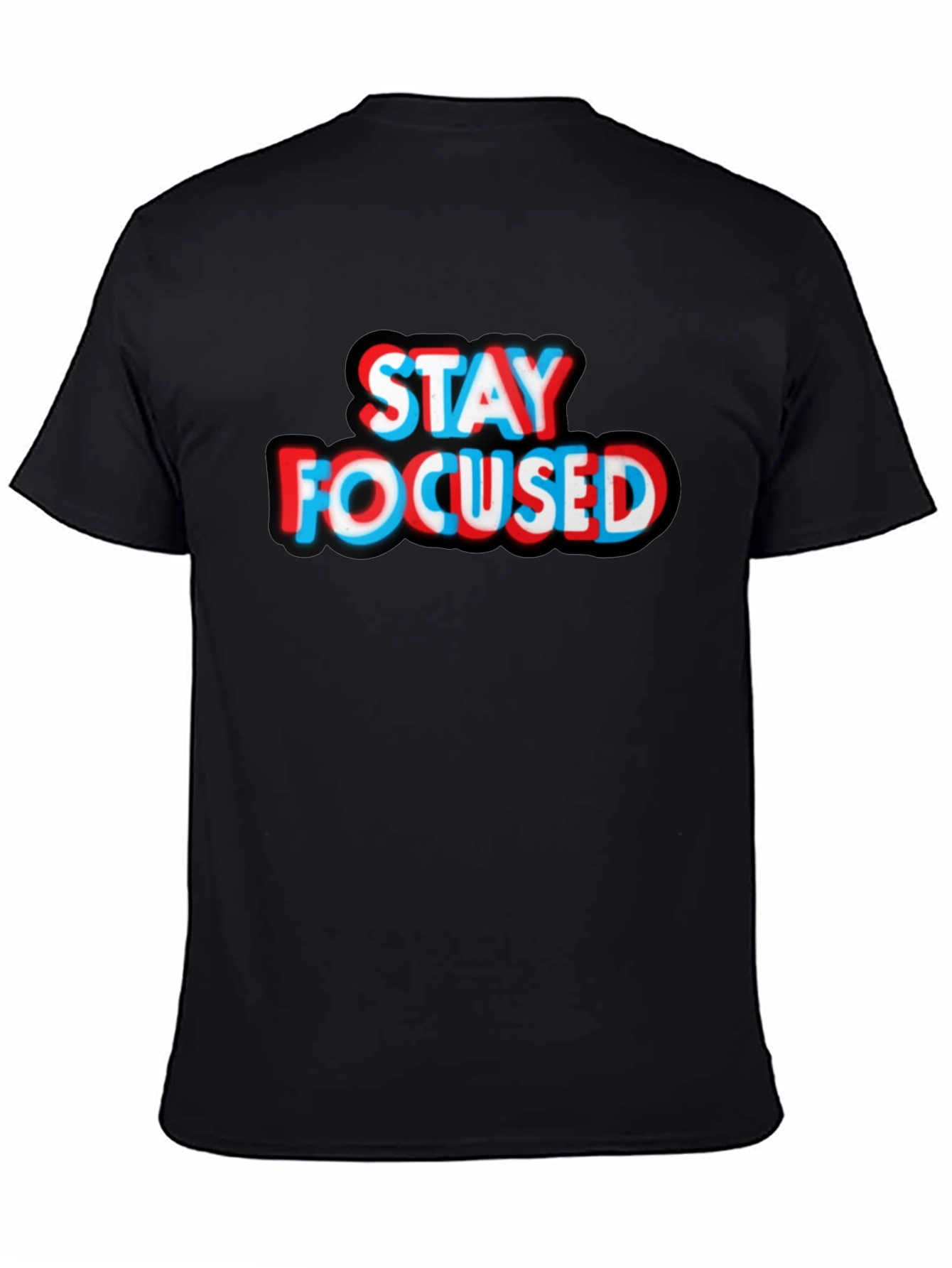 Stay Focused Graphic Tee - Black Cotton T-Shirt