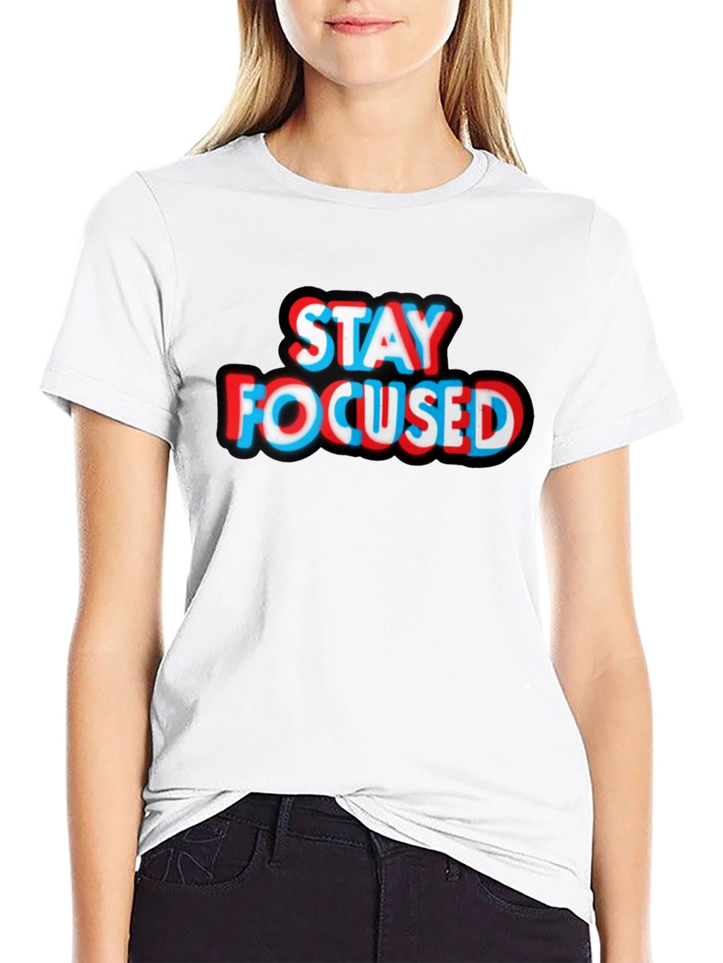 Stay Focused Graphic Tee - Black Cotton T-Shirt