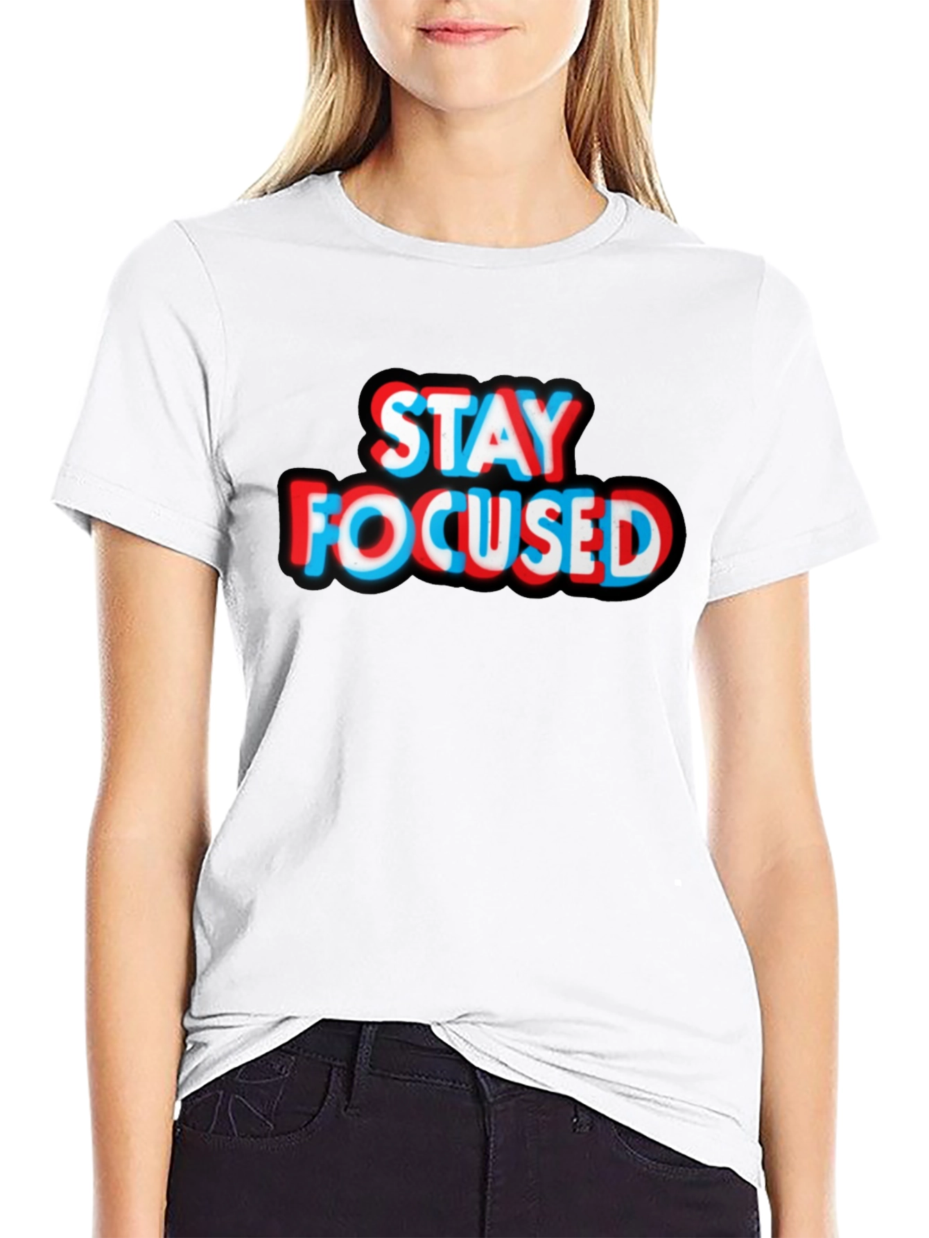 Stay Focused Graphic Tee - Black Cotton T-Shirt