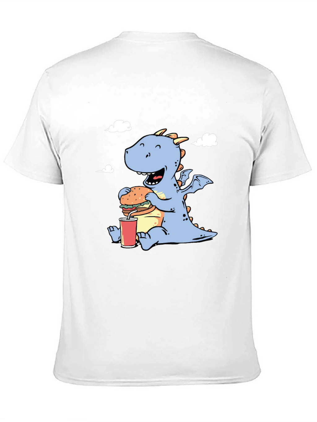 Funny Dragon Eating Burger Graphic T-Shirt