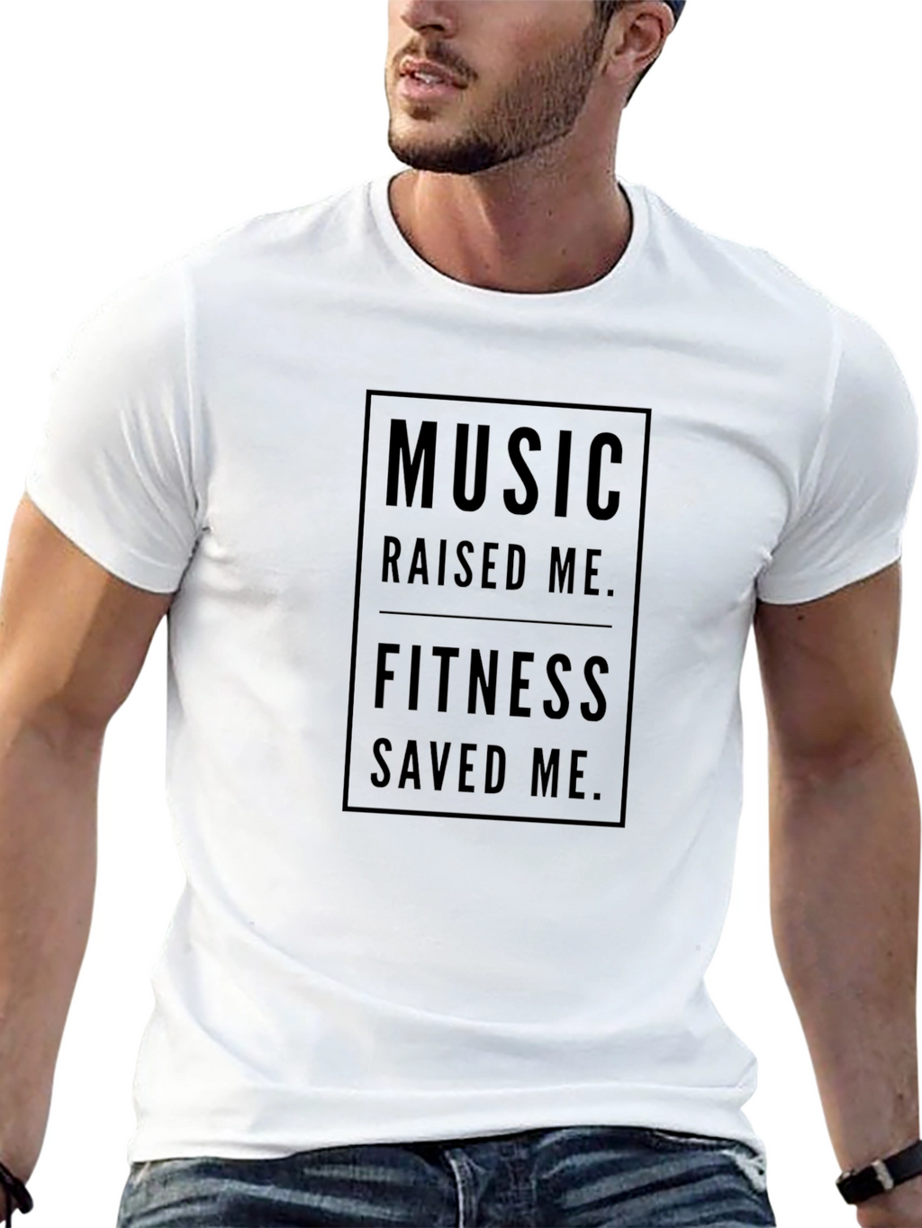 Music Raised Me Fitness Saved Me Graphic Tee