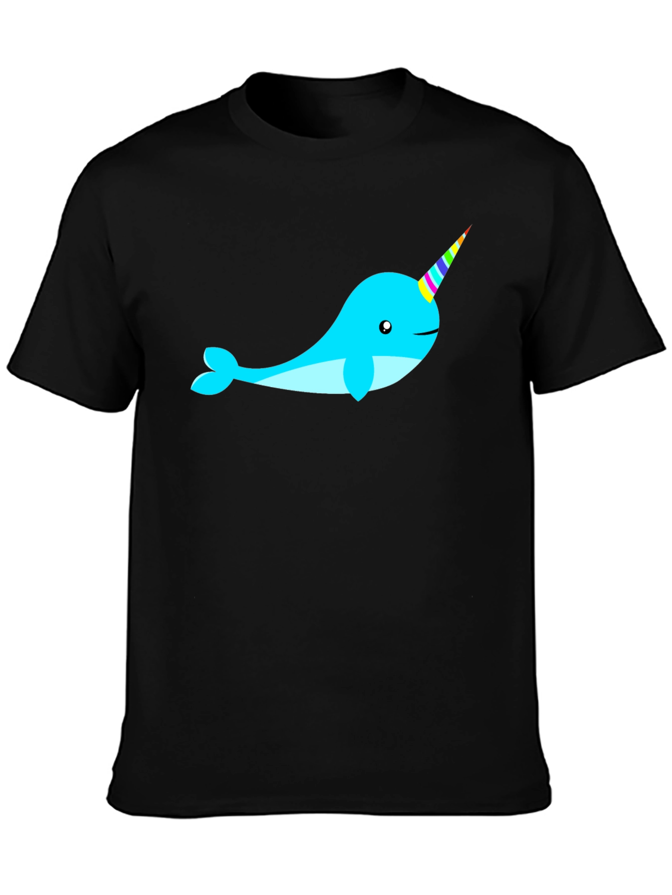 Narwhal Unicorn Graphic Tee - Black Cotton Shirt