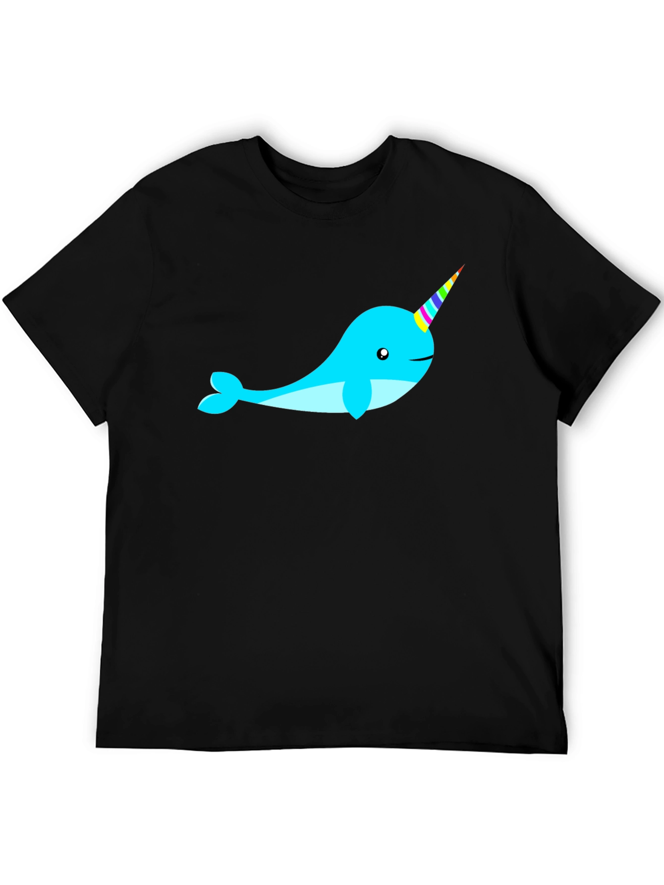 Narwhal Unicorn Graphic Tee - Black Cotton Shirt