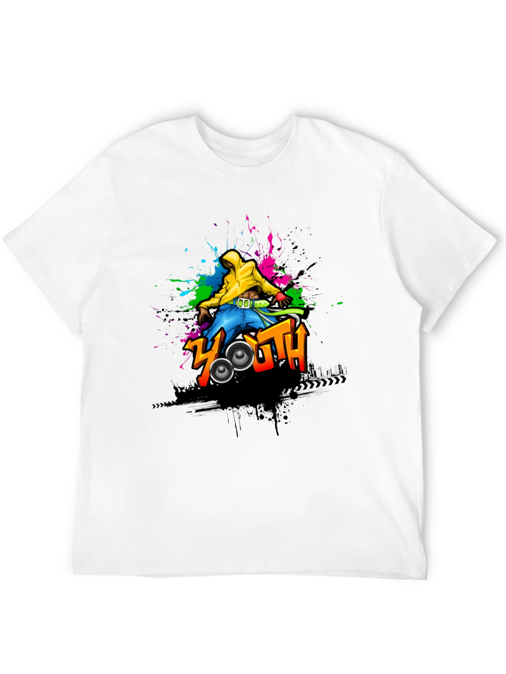 Youth Graphic Print Black T-Shirt