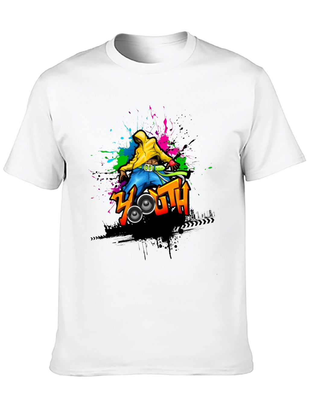 Youth Graphic Print Black T-Shirt