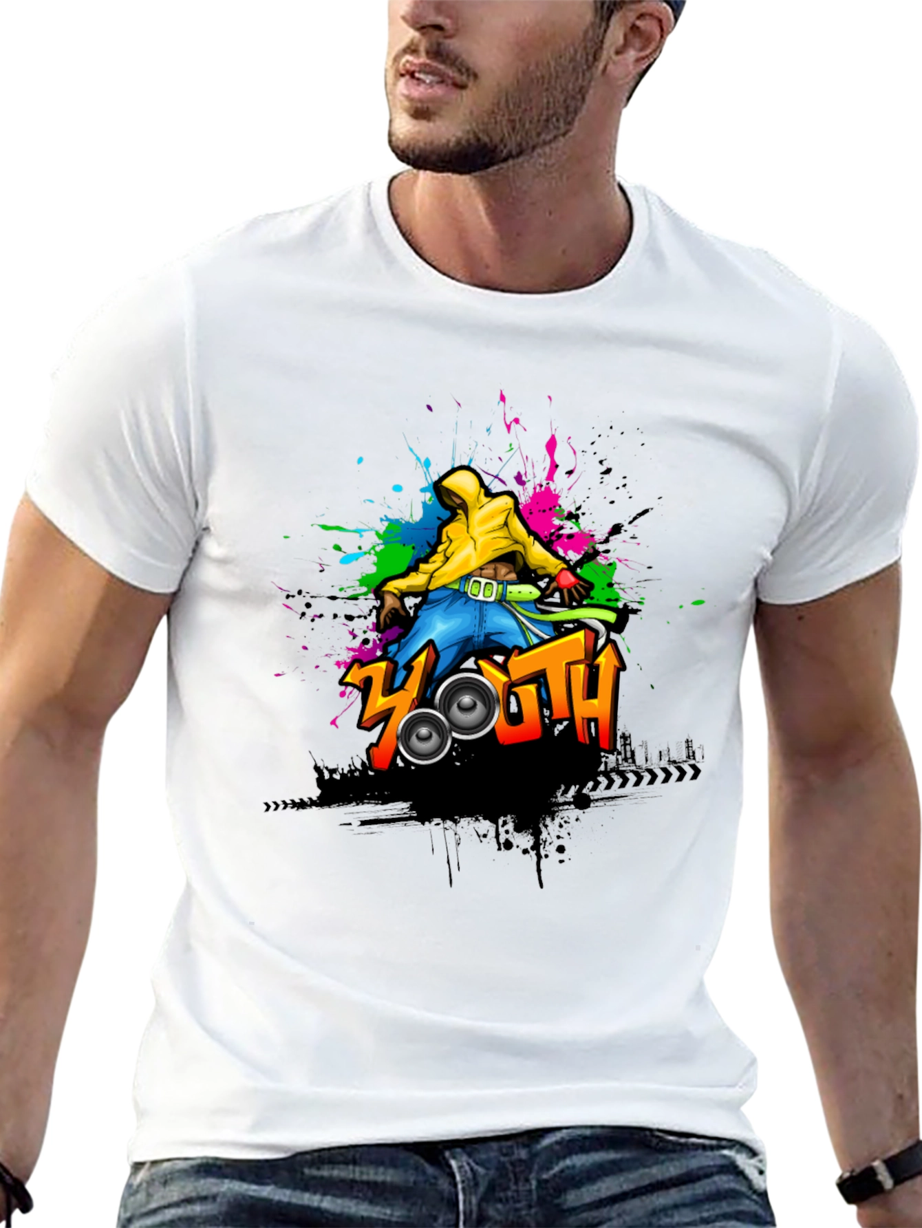 Youth Graphic Print Black T-Shirt