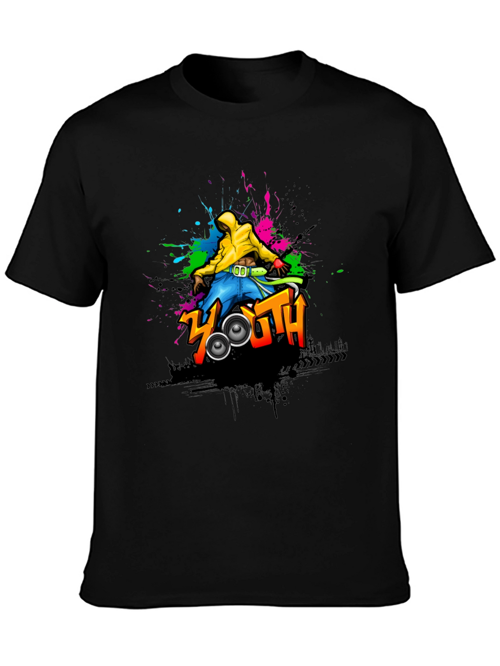 Youth Graphic Print Black T-Shirt