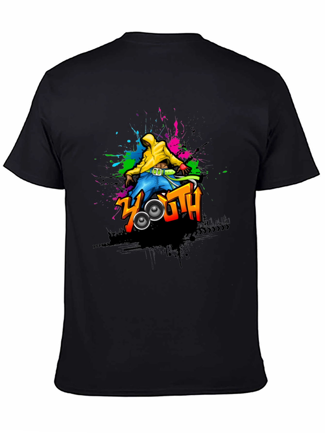 Youth Graphic Print Black T-Shirt
