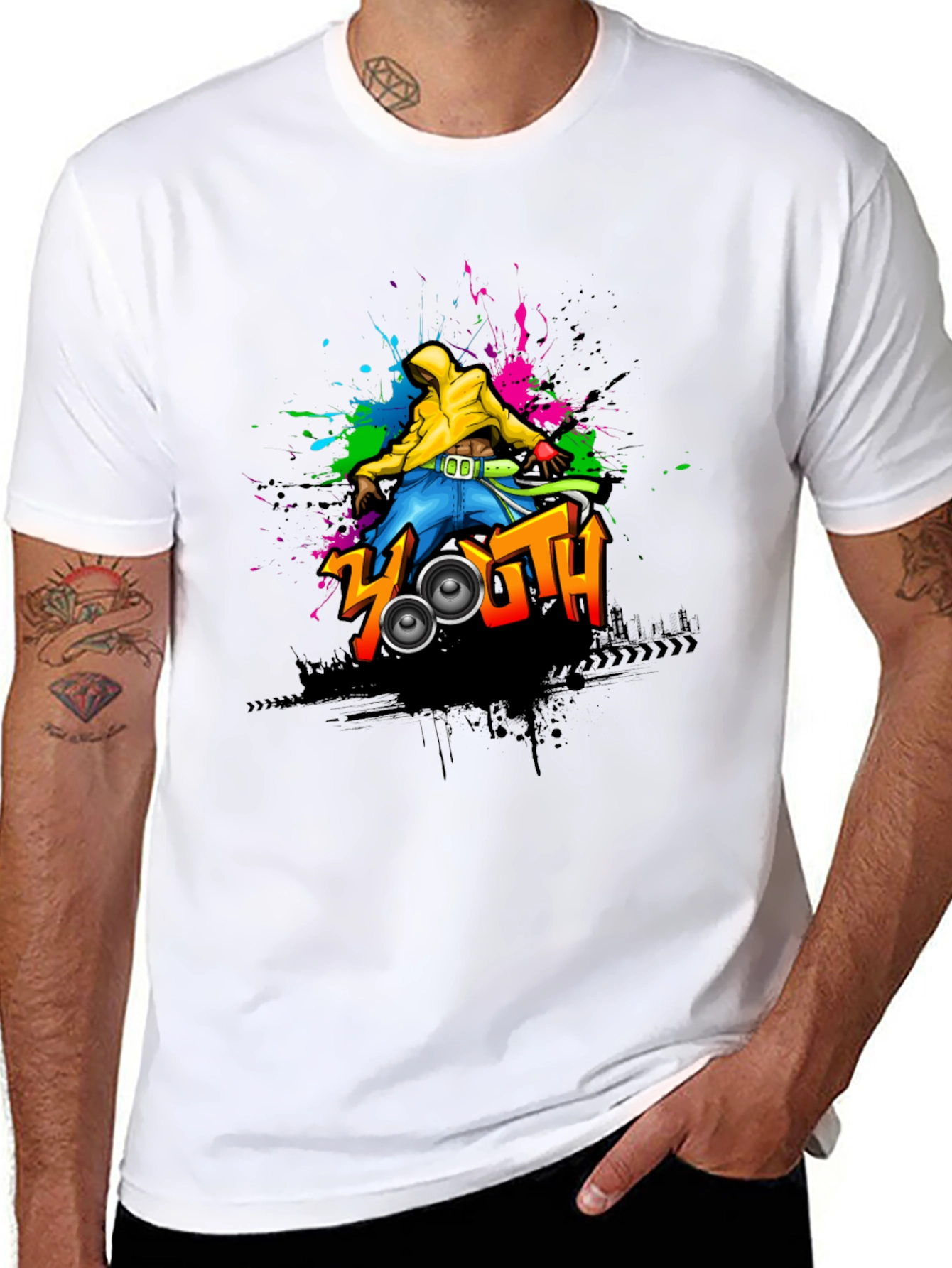 Youth Graphic Print Black T-Shirt