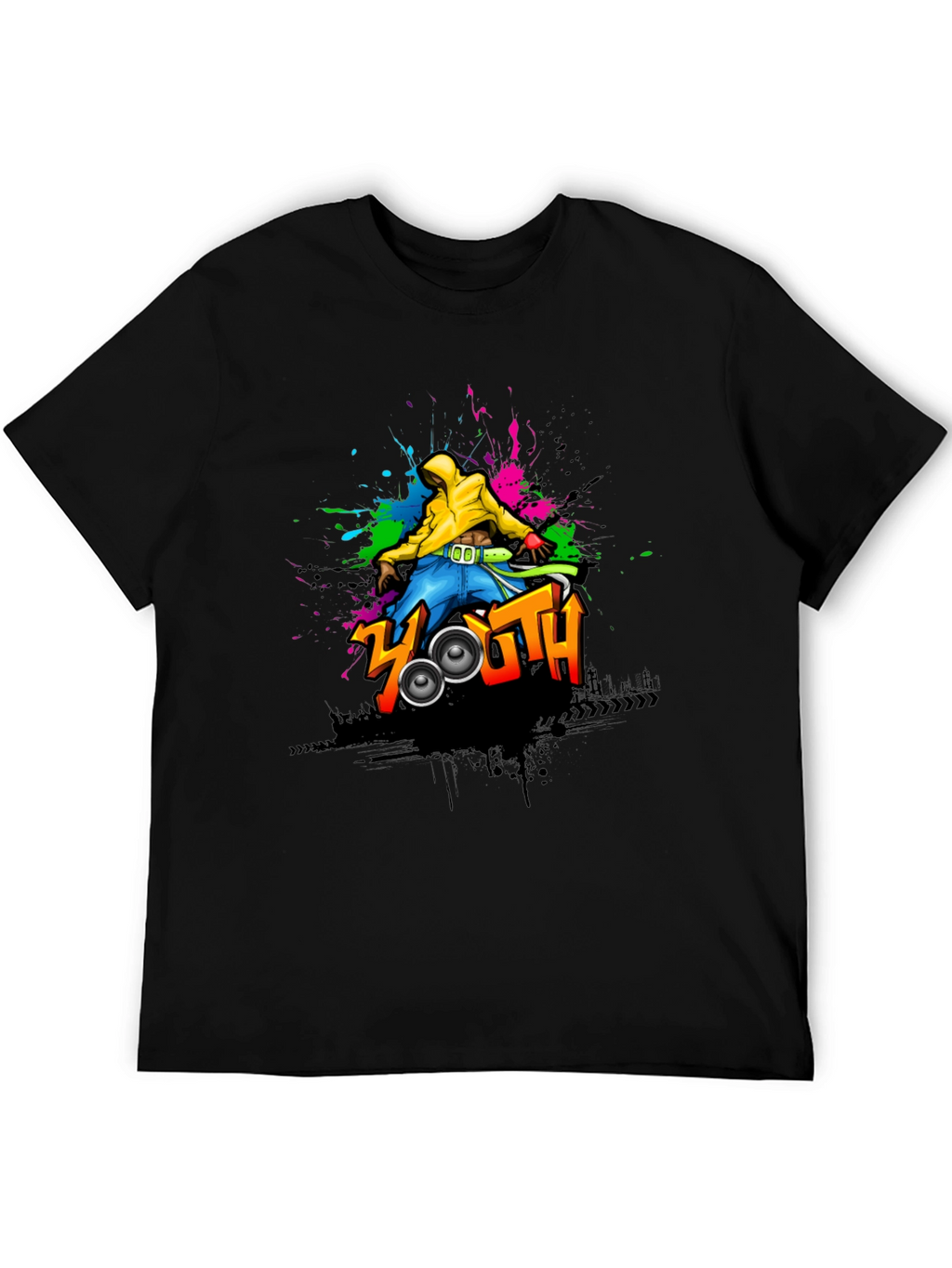 Youth Graphic Print Black T-Shirt