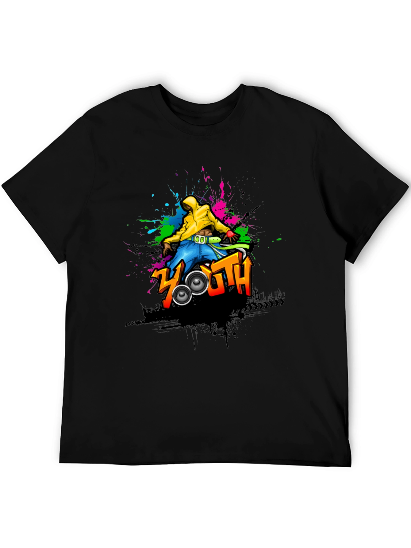 Youth Graphic Print Black T-Shirt