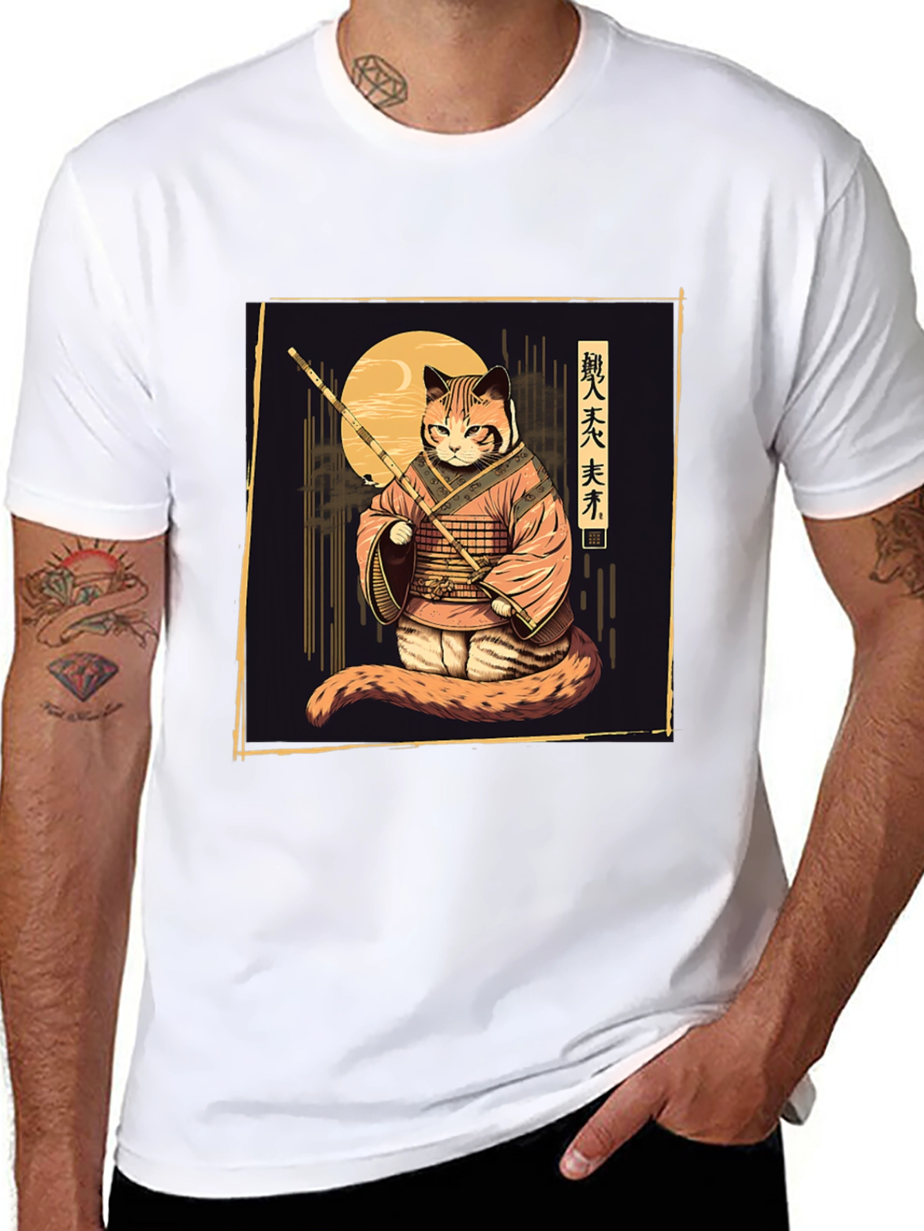 Samurai Cat T-Shirt - Unique Graphic Tee