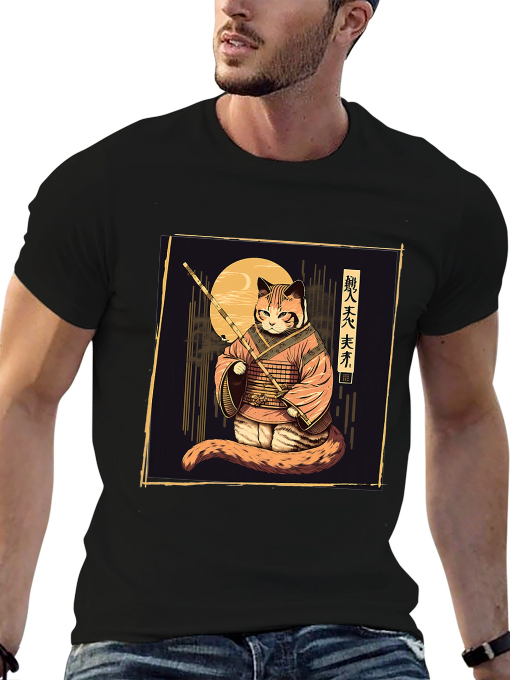Samurai Cat T-Shirt - Unique Graphic Tee