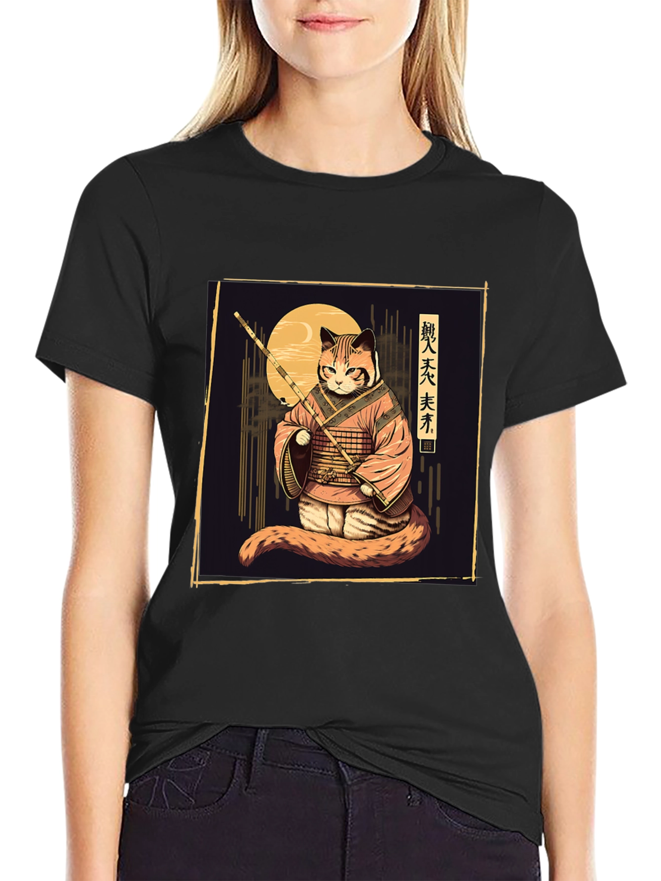 Samurai Cat T-Shirt - Unique Graphic Tee