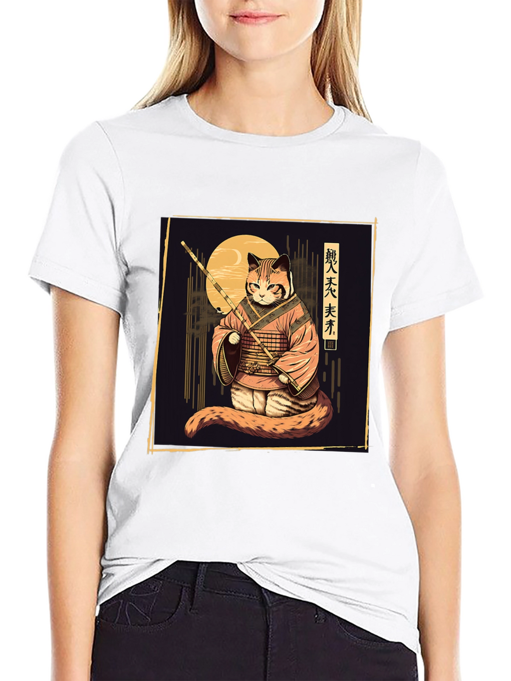 Samurai Cat T-Shirt - Unique Graphic Tee