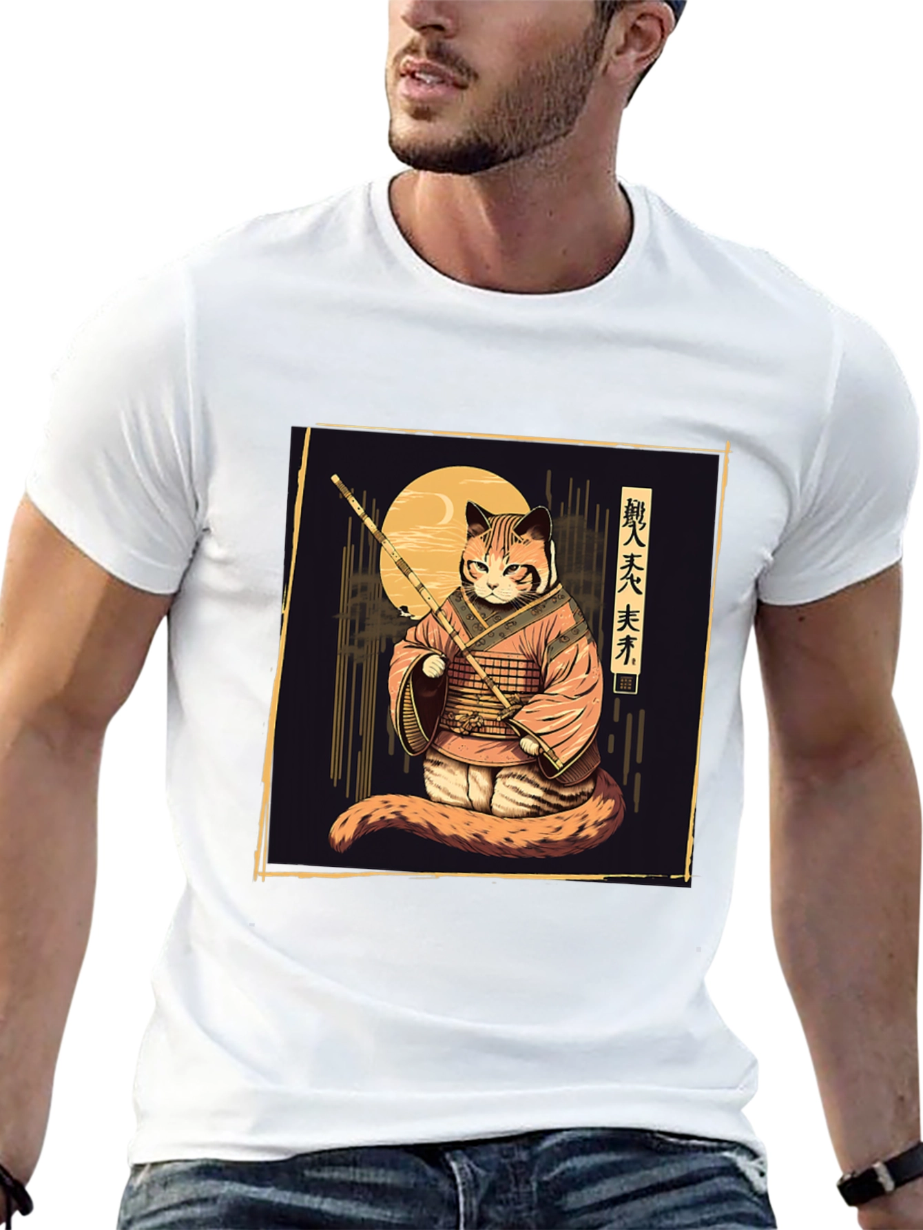 Samurai Cat T-Shirt - Unique Graphic Tee