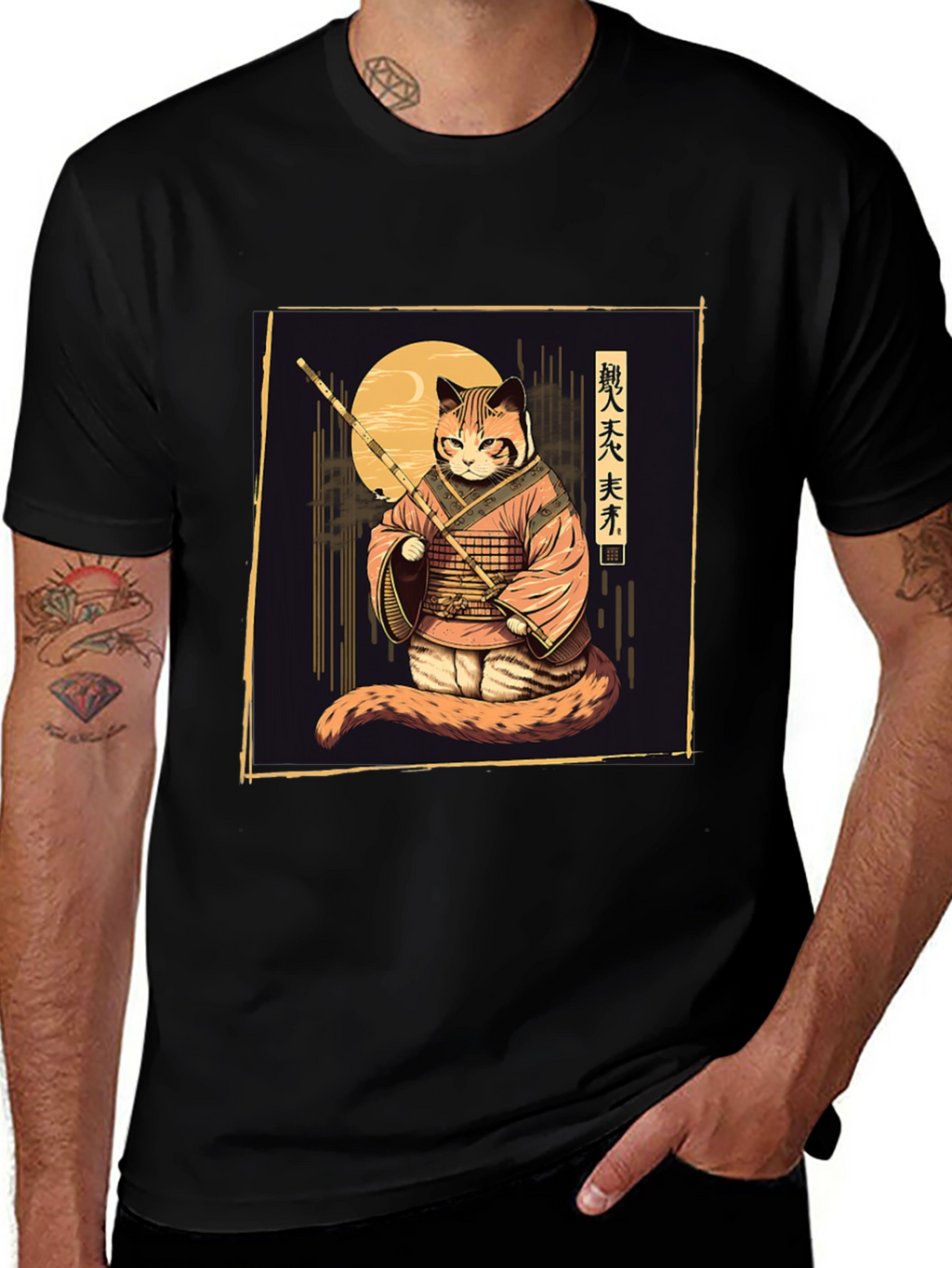 Samurai Cat T-Shirt - Unique Graphic Tee