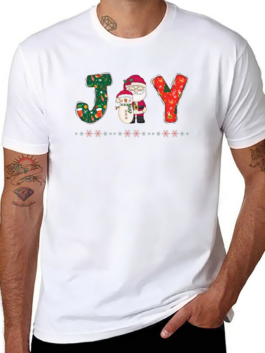 Holiday Joy T-Shirt - Santa & Snowman Festive Tee