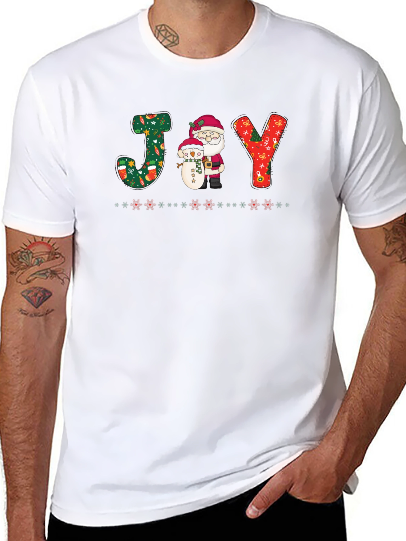 Holiday Joy T-Shirt - Santa & Snowman Festive Tee