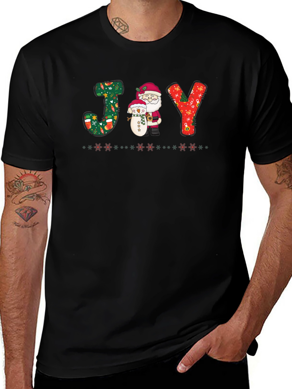 Holiday Joy T-Shirt - Santa & Snowman Festive Tee