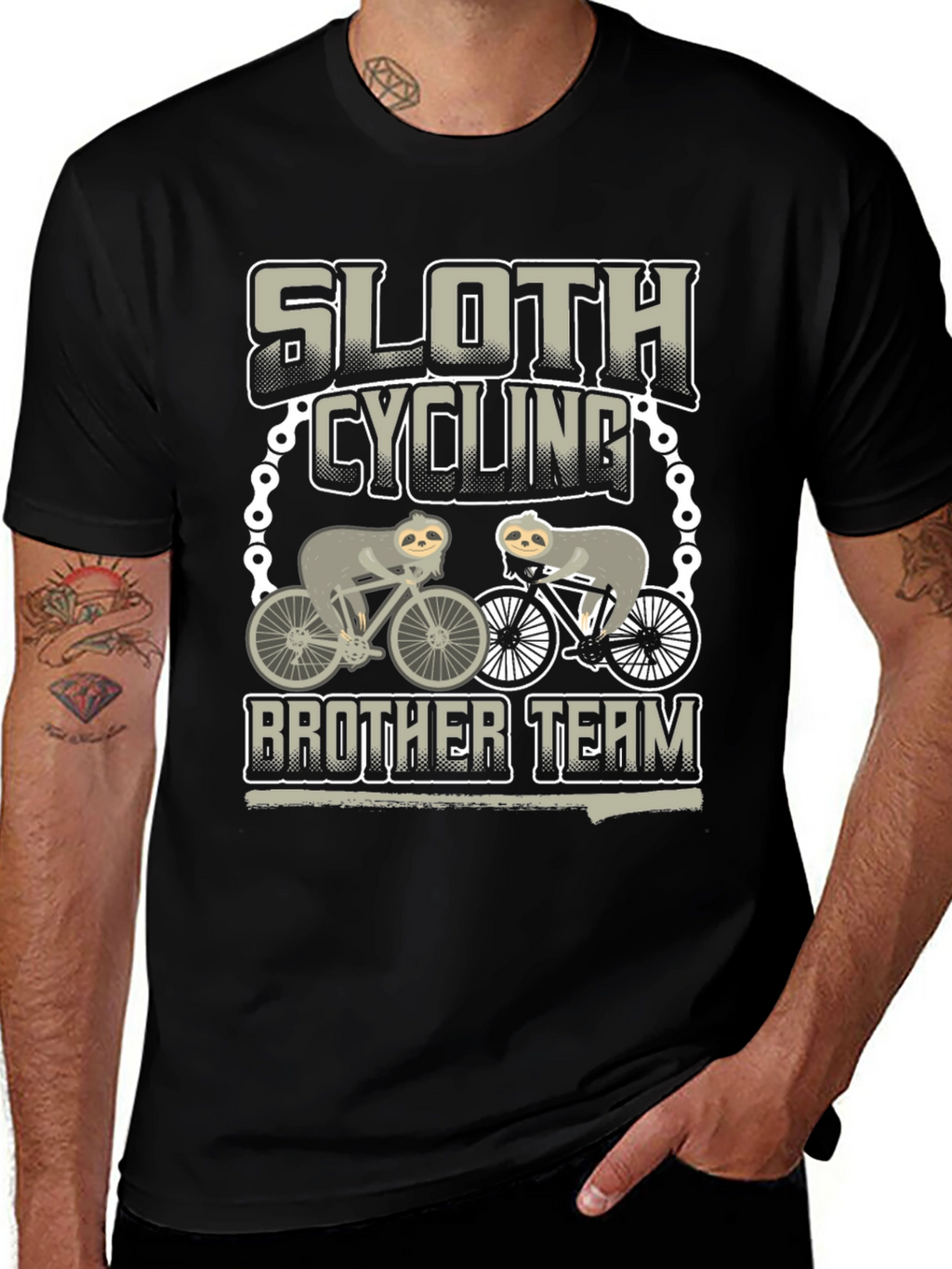 Sloth Cycling Brother Team T-Shirt