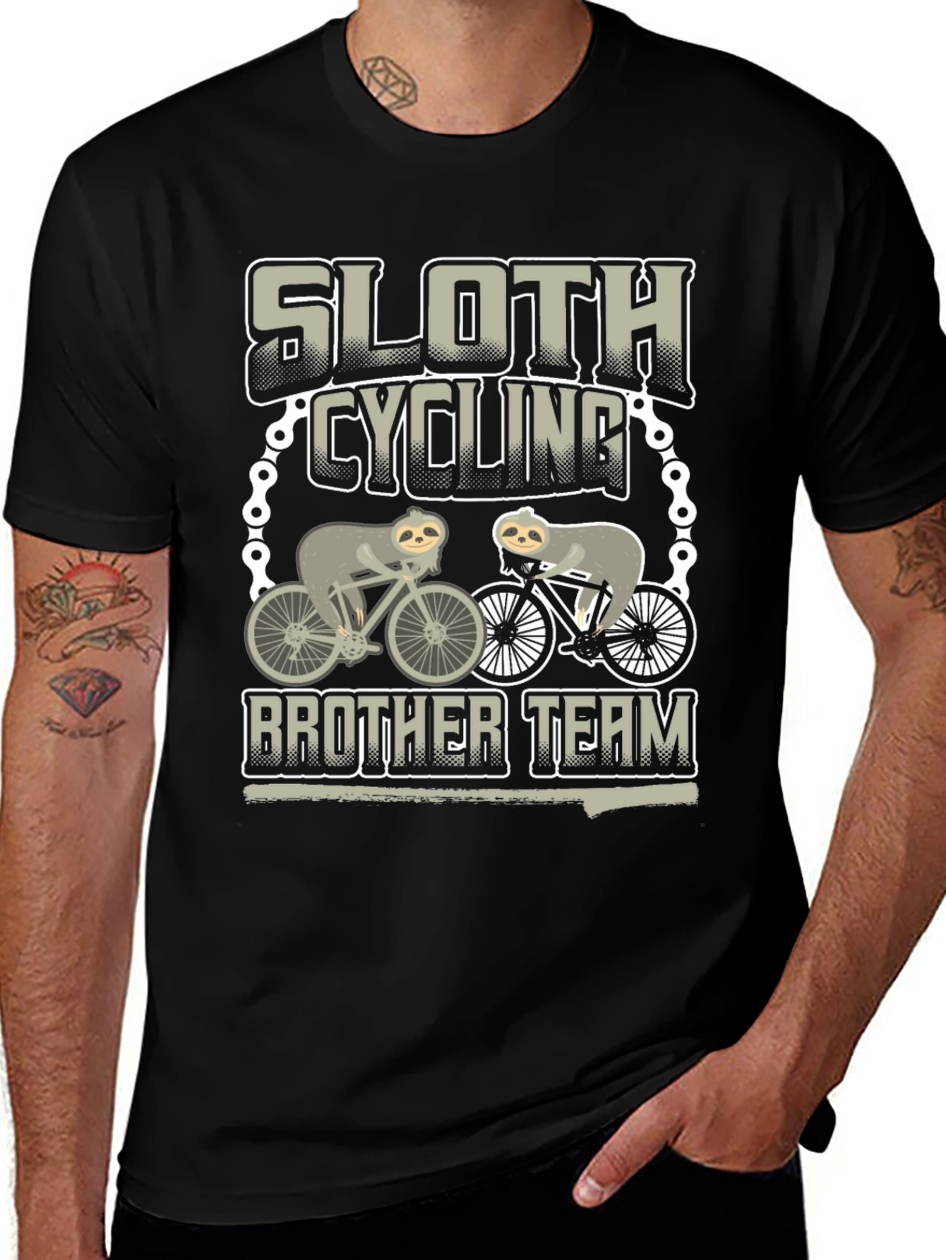 Sloth Cycling Brother Team T-Shirt