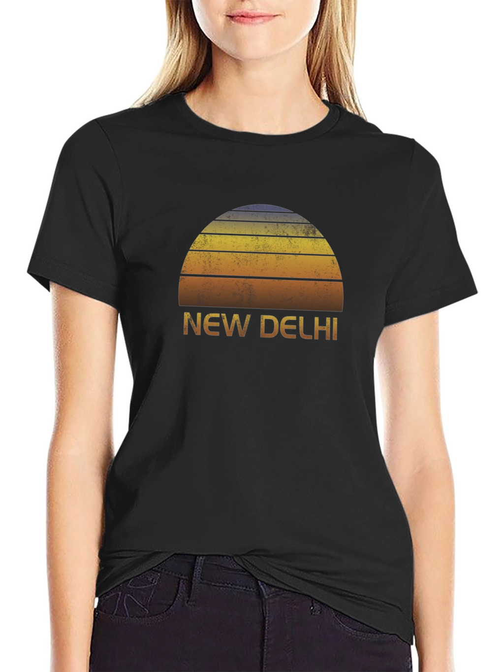 New Delhi Sunset Graphic Tee - Retro Style