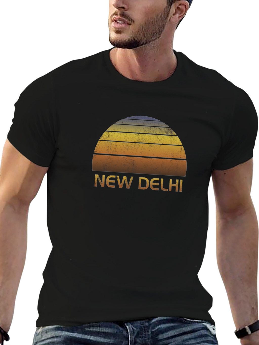 New Delhi Sunset Graphic Tee - Retro Style