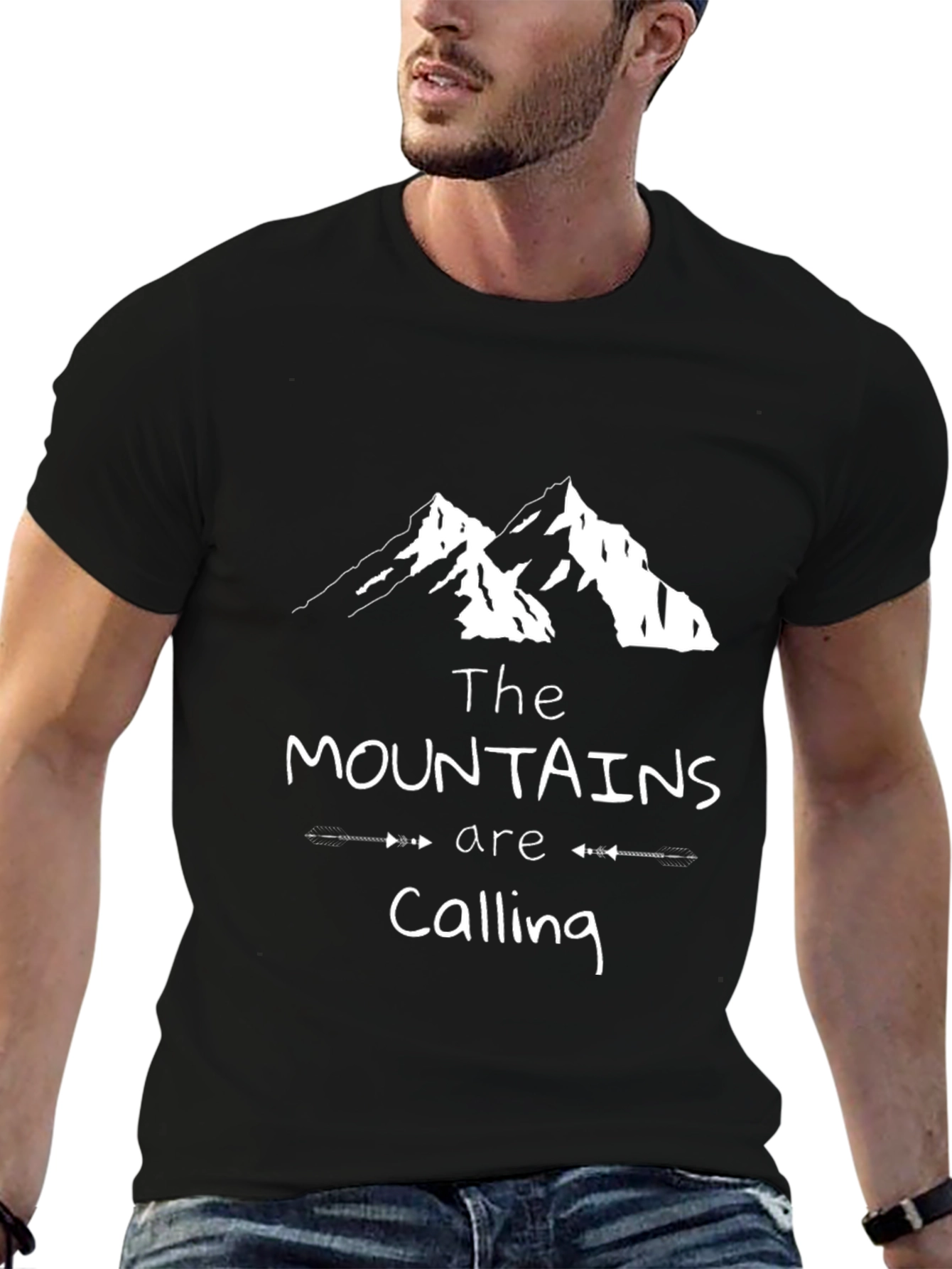 Mountains Are Calling Black Graphic Tee