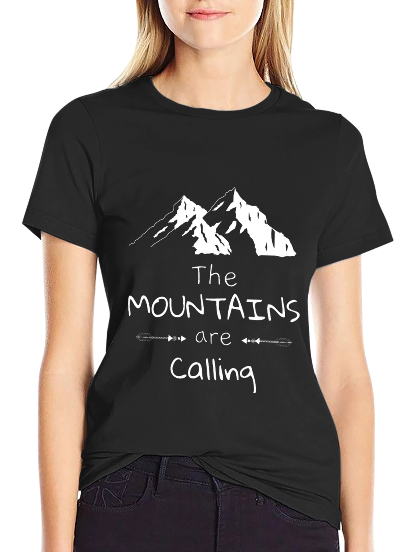Mountains Are Calling Black Graphic Tee