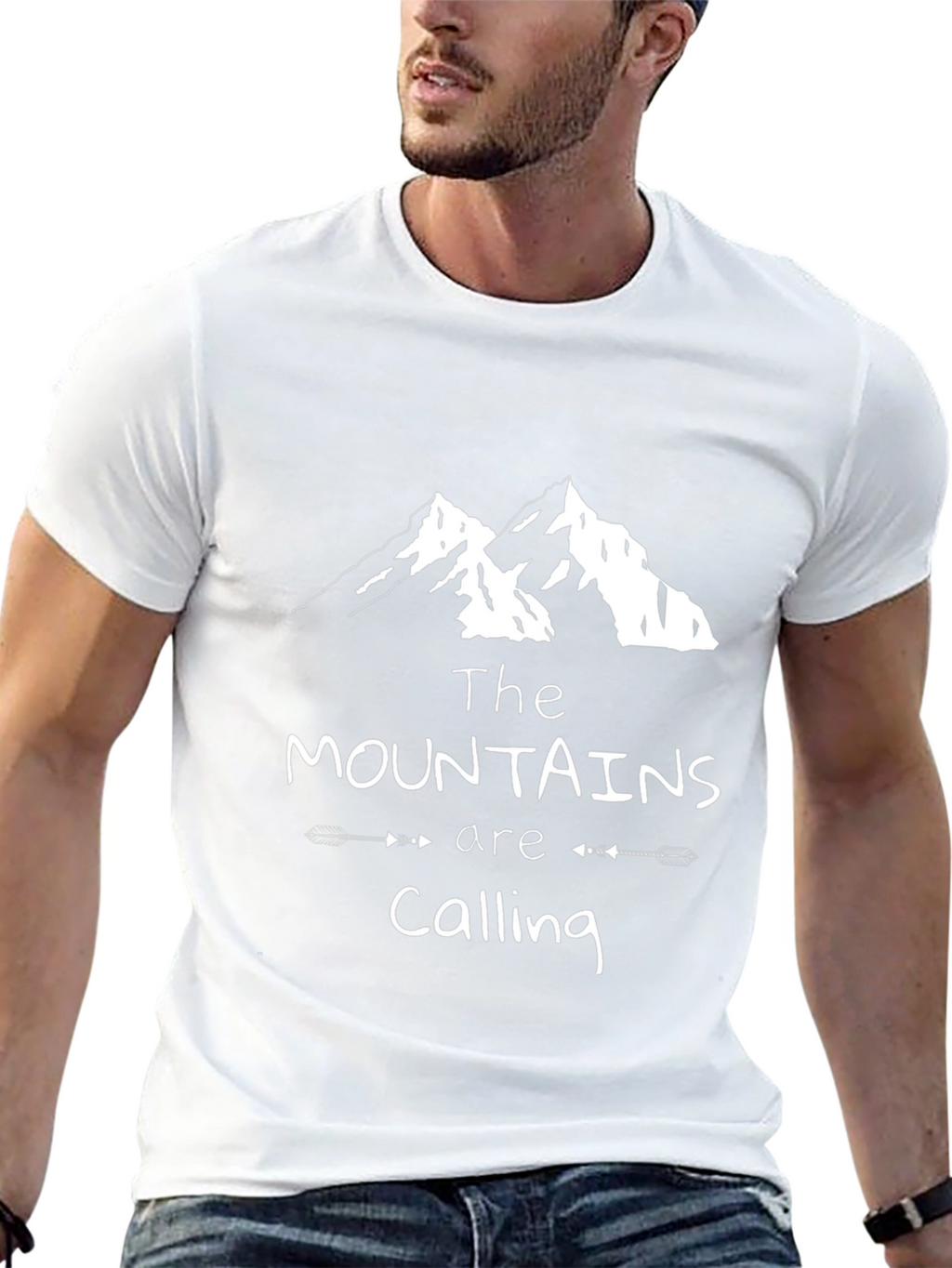Mountains Are Calling Black Graphic Tee