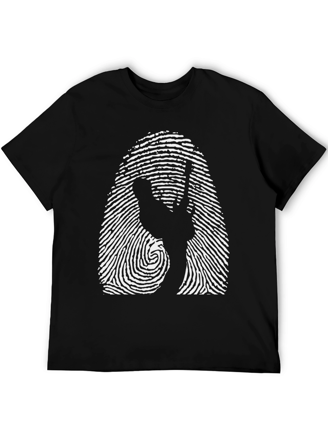 Peace Sign Fingerprint Black T-Shirt