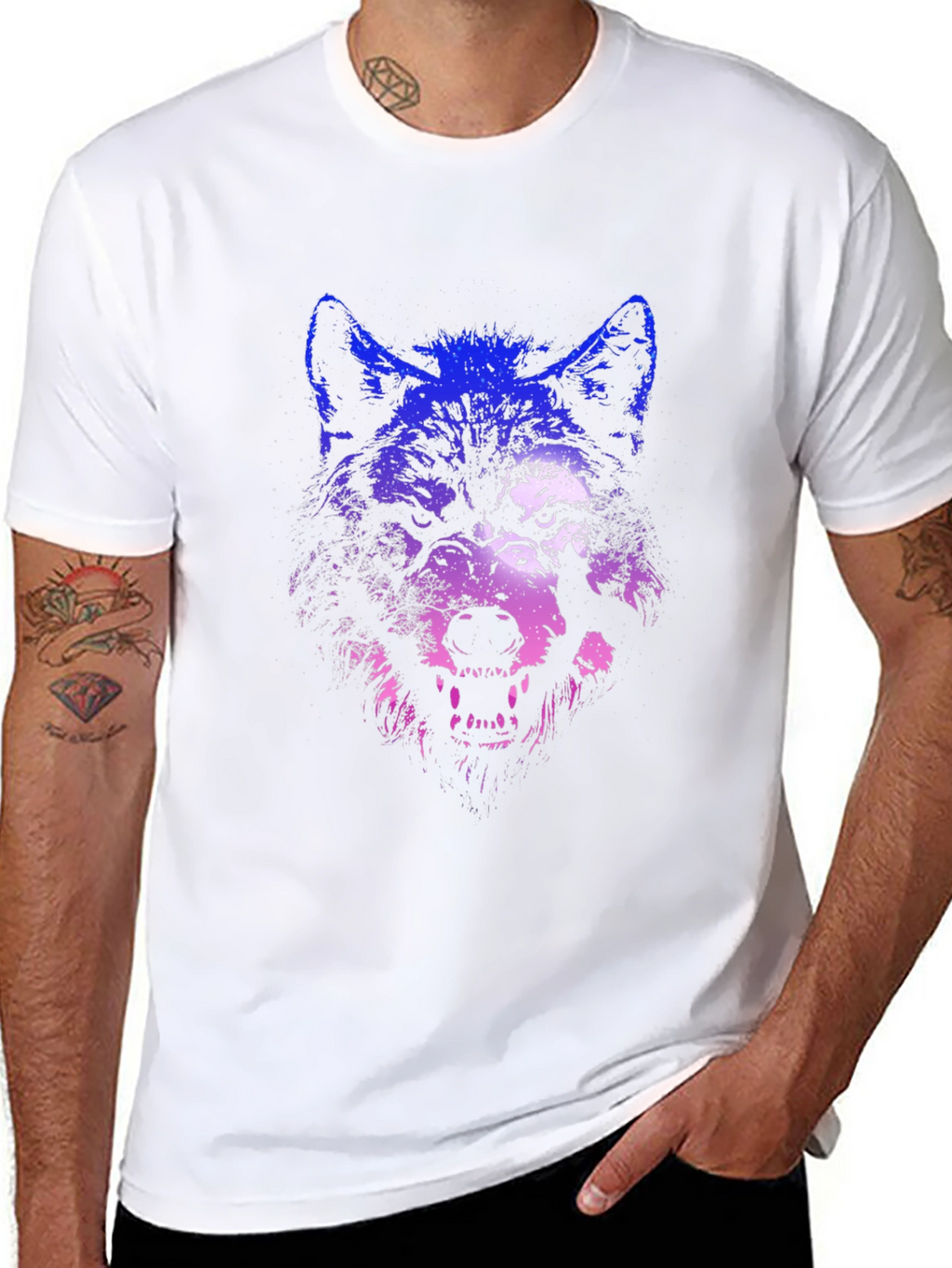 Wolf Graphic Print T-Shirt - Black