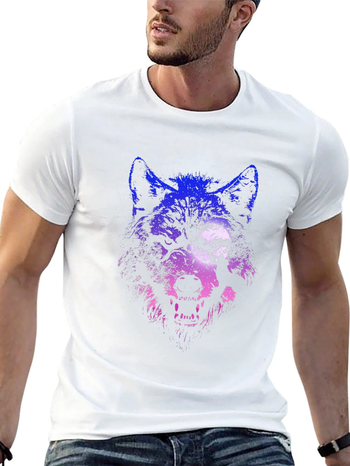 Wolf Graphic Print T-Shirt - Black
