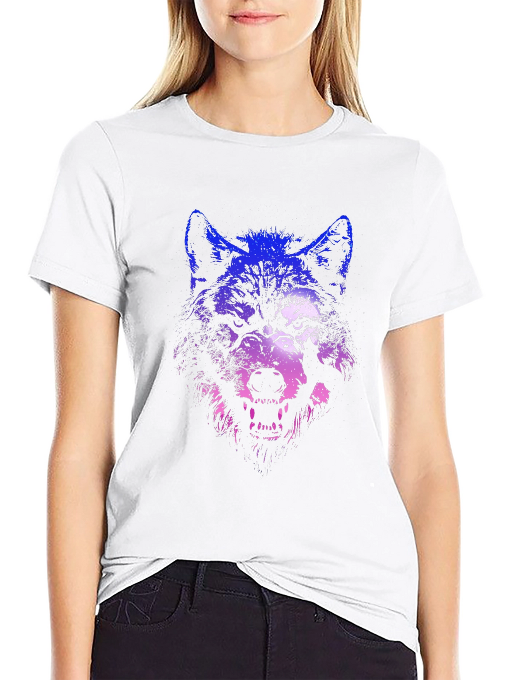 Wolf Graphic Print T-Shirt - Black