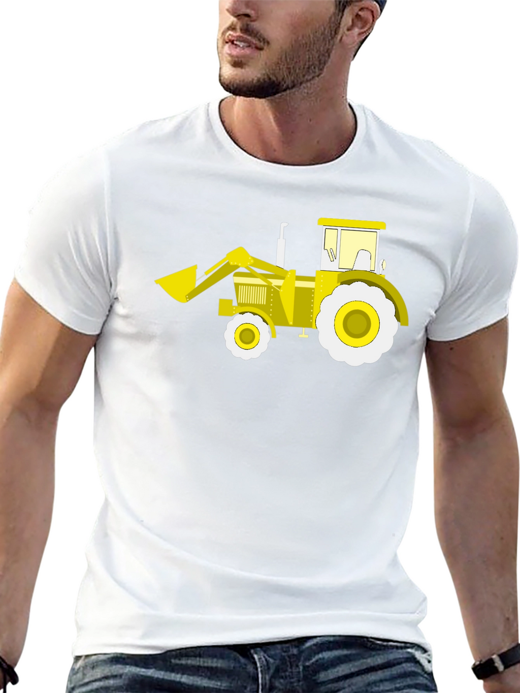 Tractor Graphic Tee - Black Cotton Crew Neck