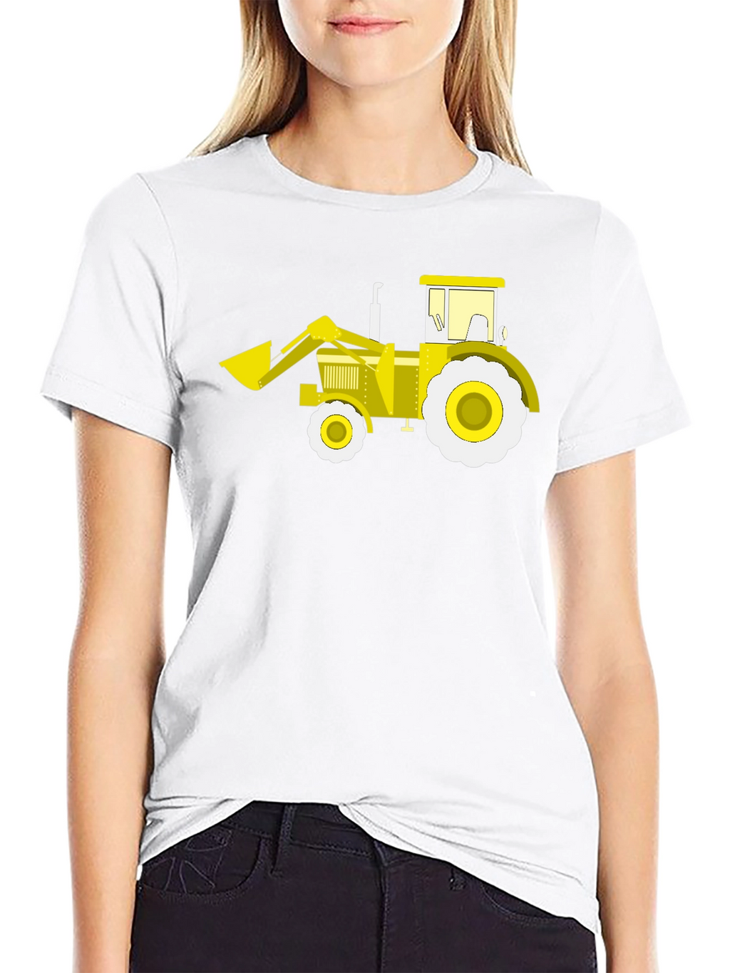 Tractor Graphic Tee - Black Cotton Crew Neck