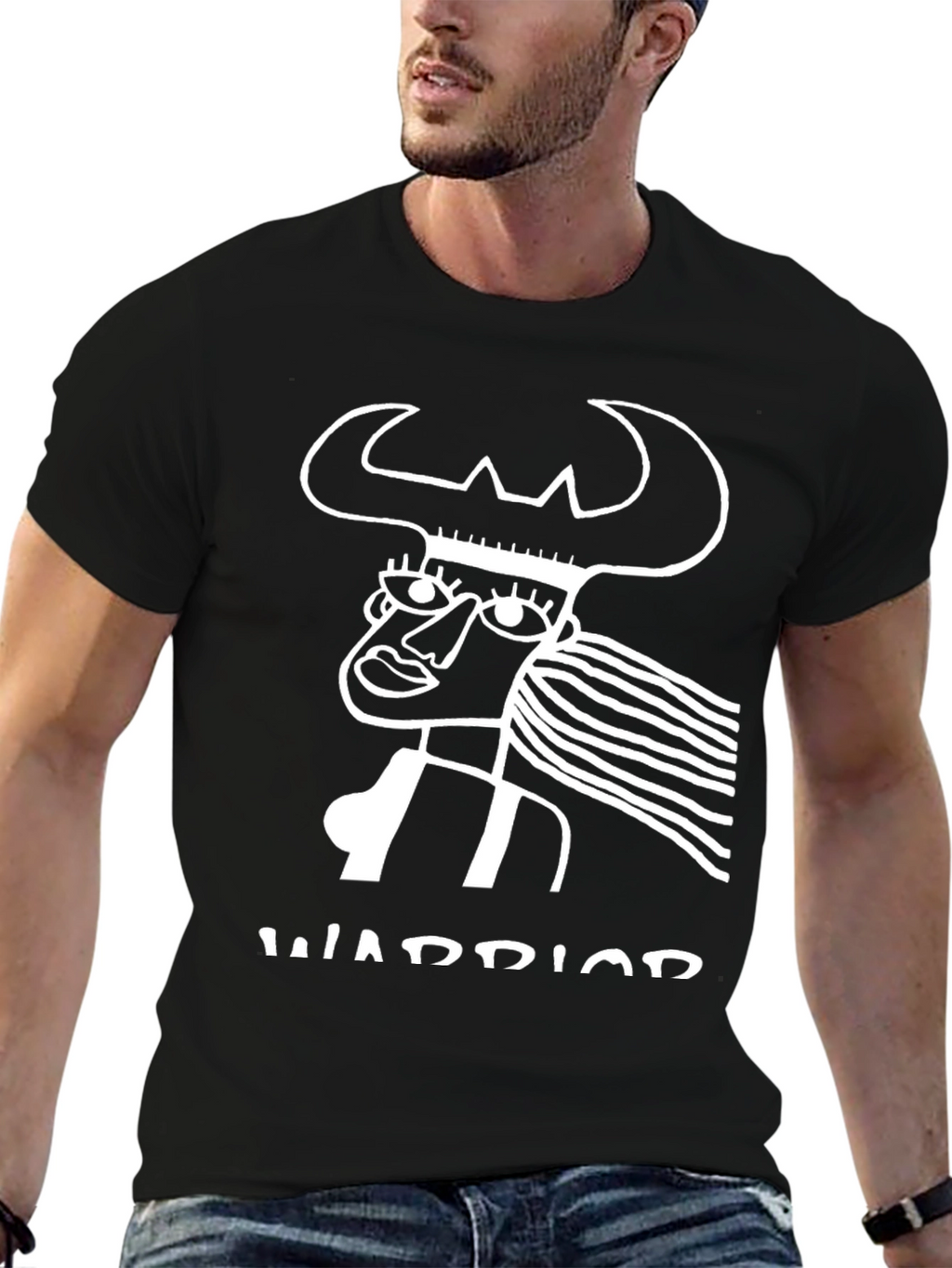 Warrior Graphic Tee - Black Cotton T-Shirt