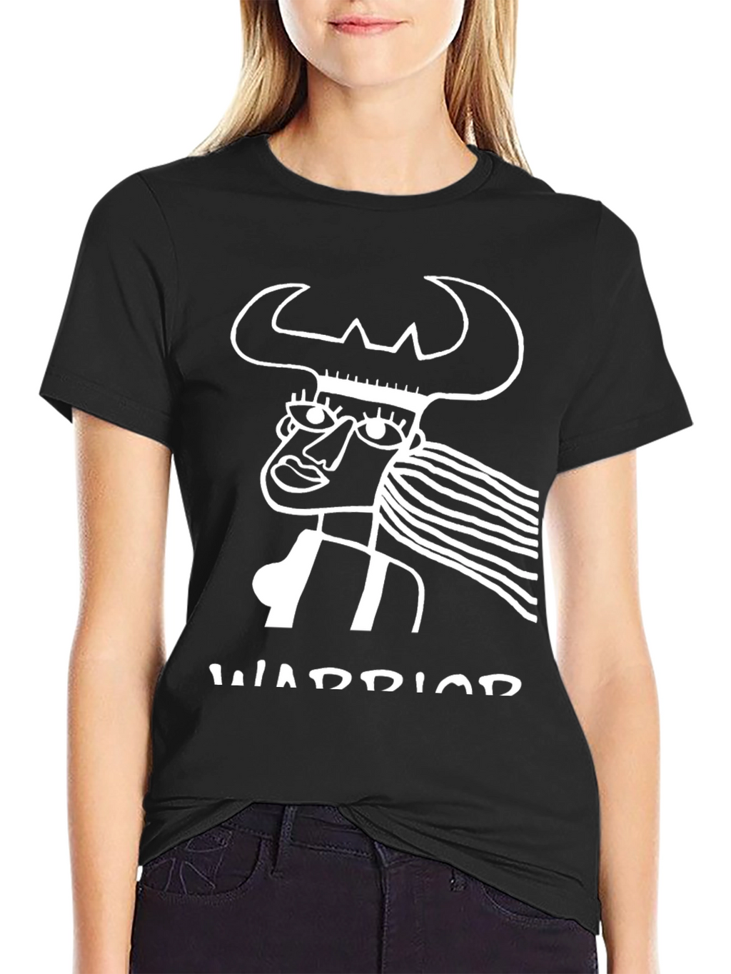 Warrior Graphic Tee - Black Cotton T-Shirt