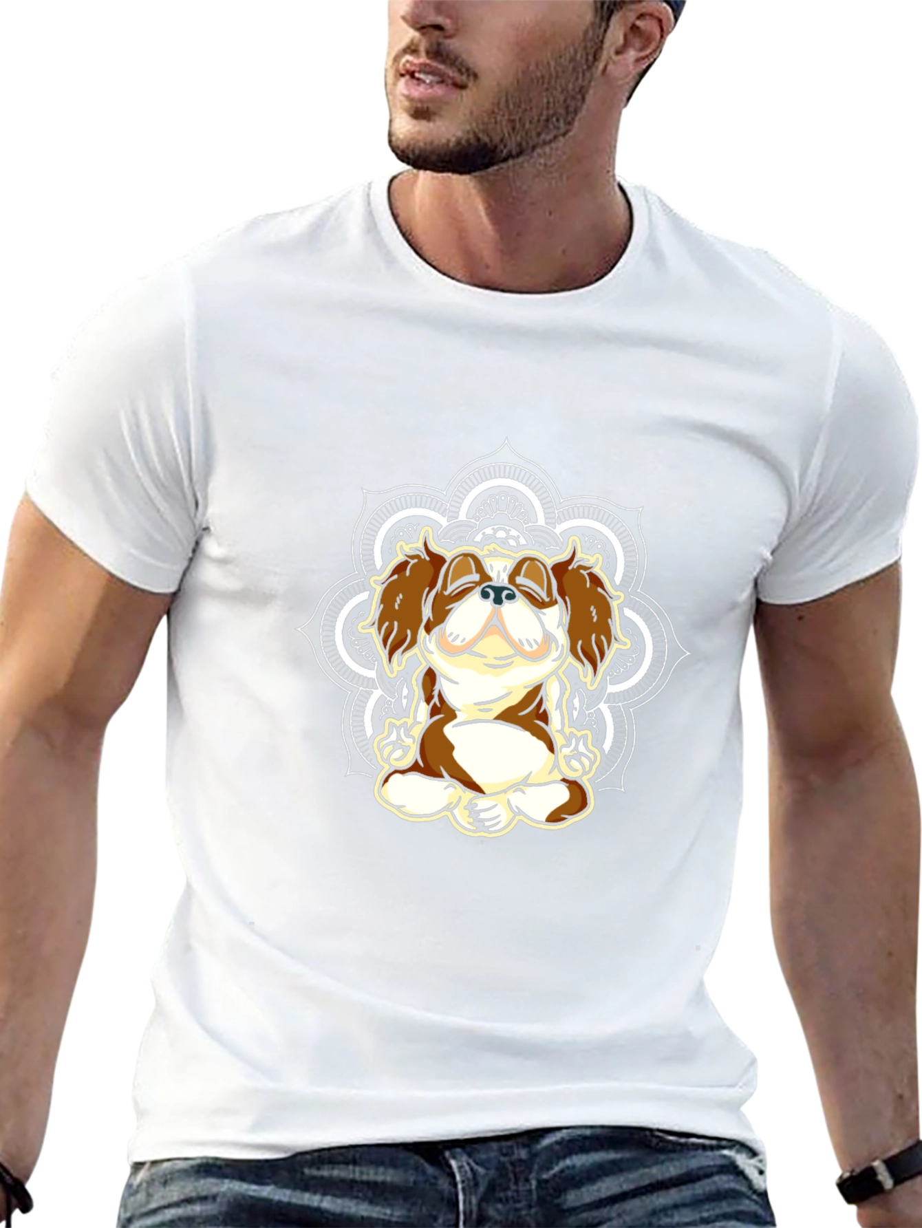 Zen Dog Mandala T-Shirt - Relaxed Fit
