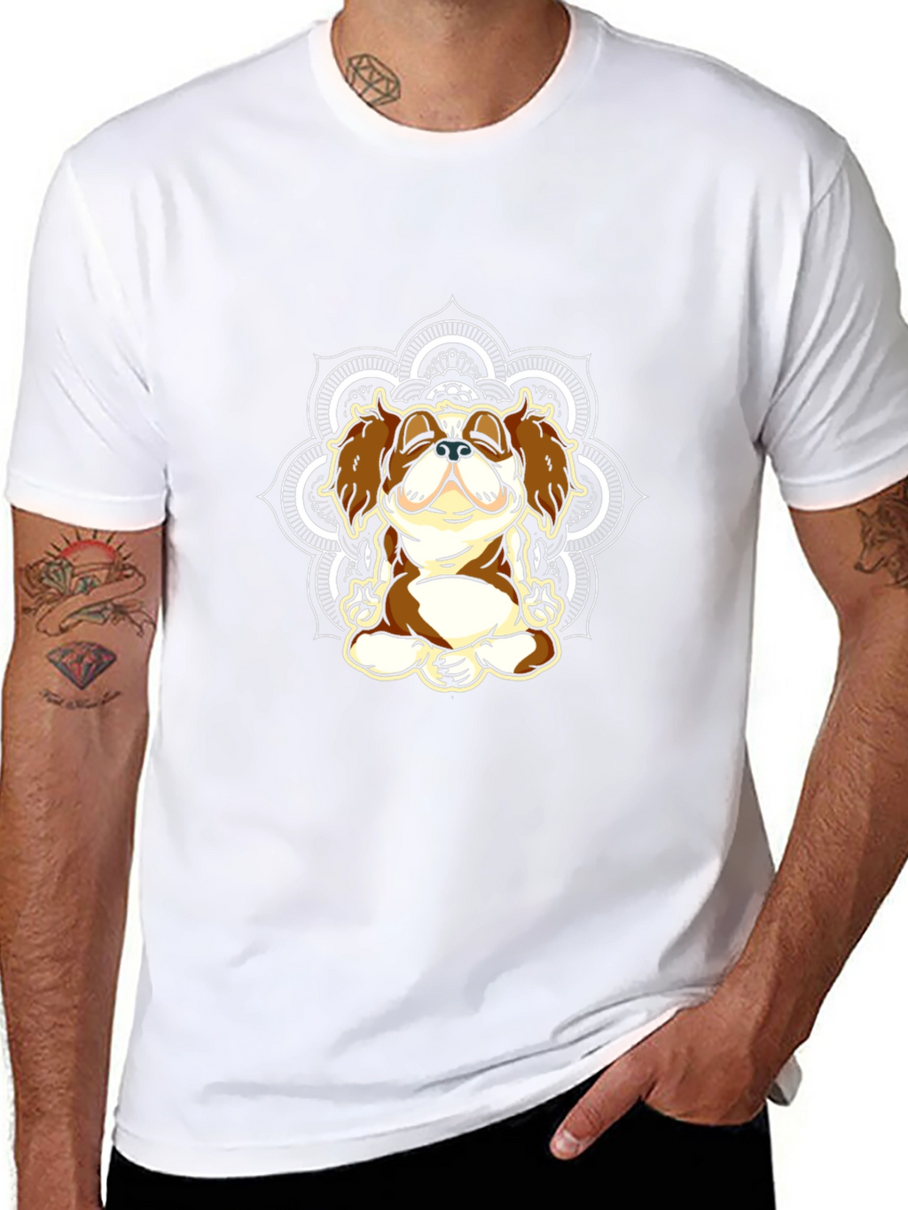 Zen Dog Mandala T-Shirt - Relaxed Fit