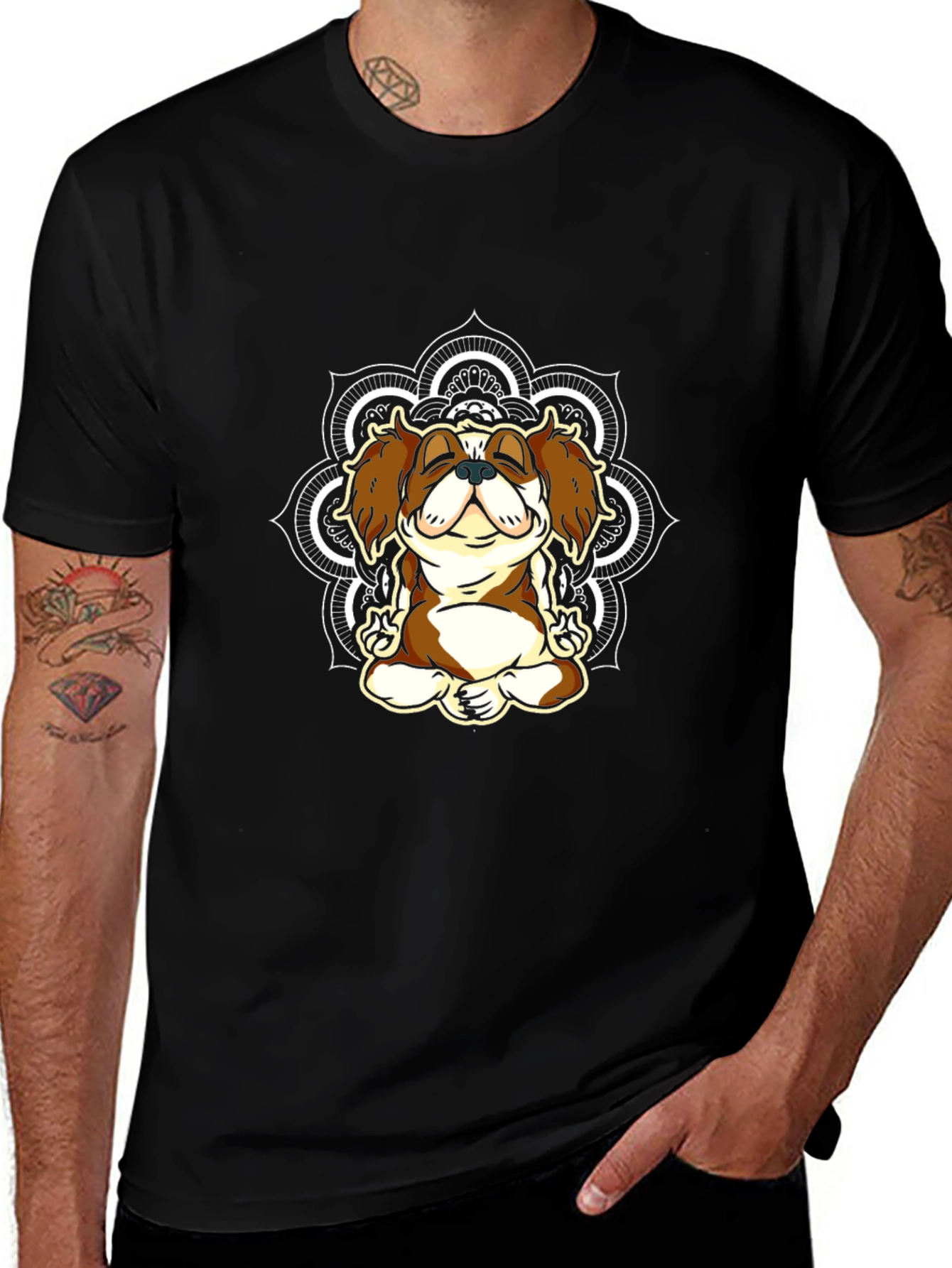 Zen Dog Mandala T-Shirt - Relaxed Fit
