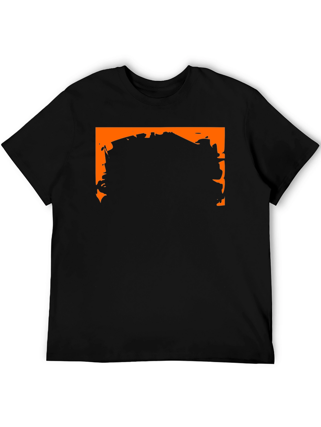 Black Graphic Tee with Orange Border