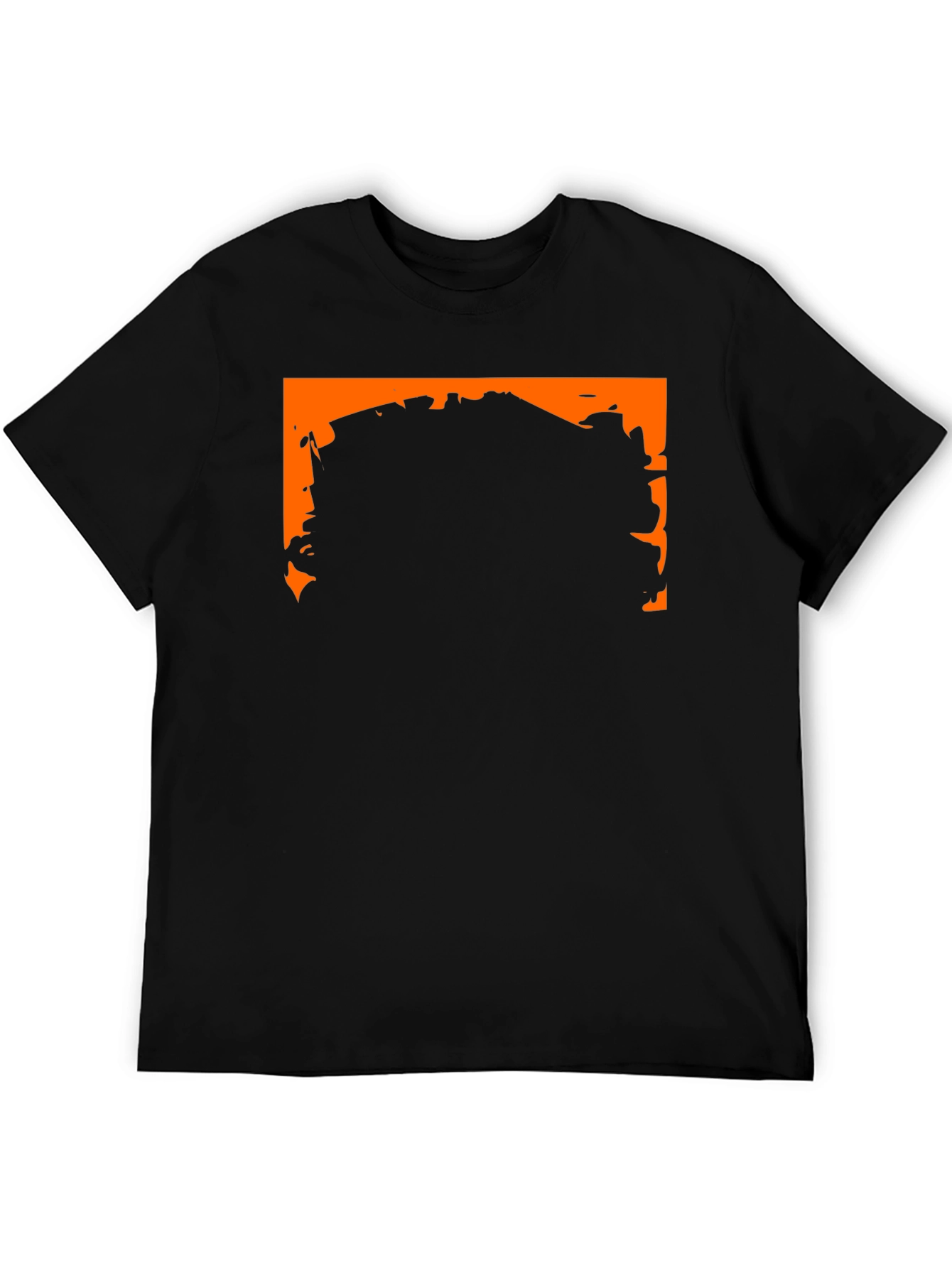 Black Graphic Tee with Orange Border