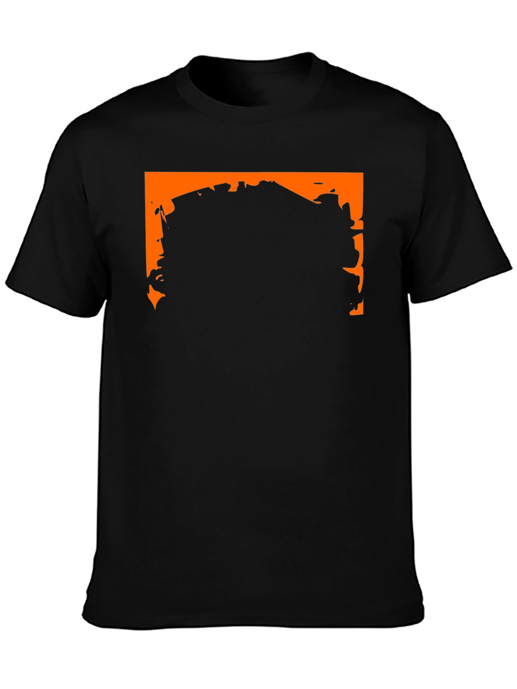 Black Graphic Tee with Orange Border