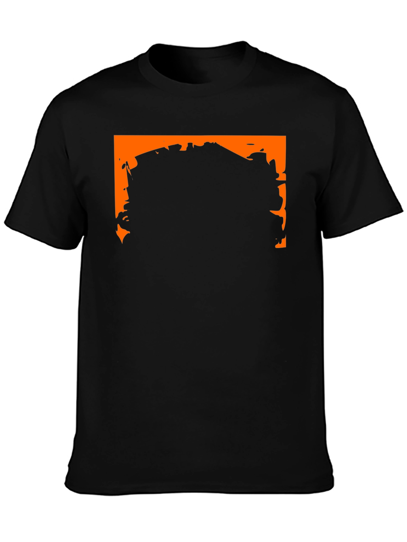 Black Graphic Tee with Orange Border