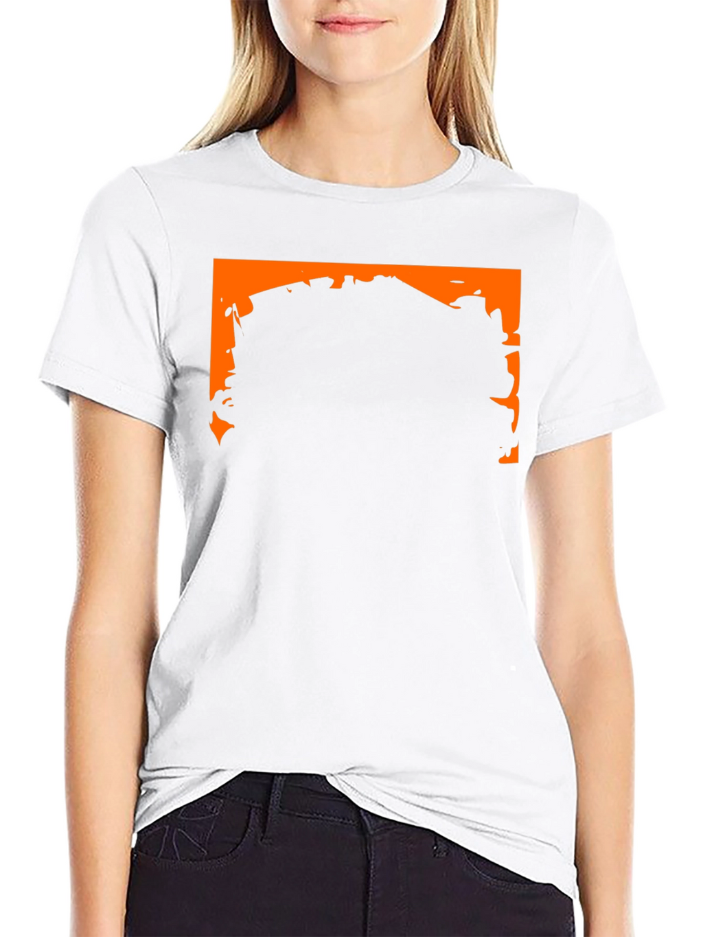 Black Graphic Tee with Orange Border