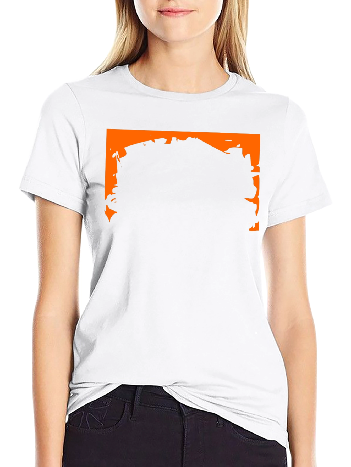 Black Graphic Tee with Orange Border
