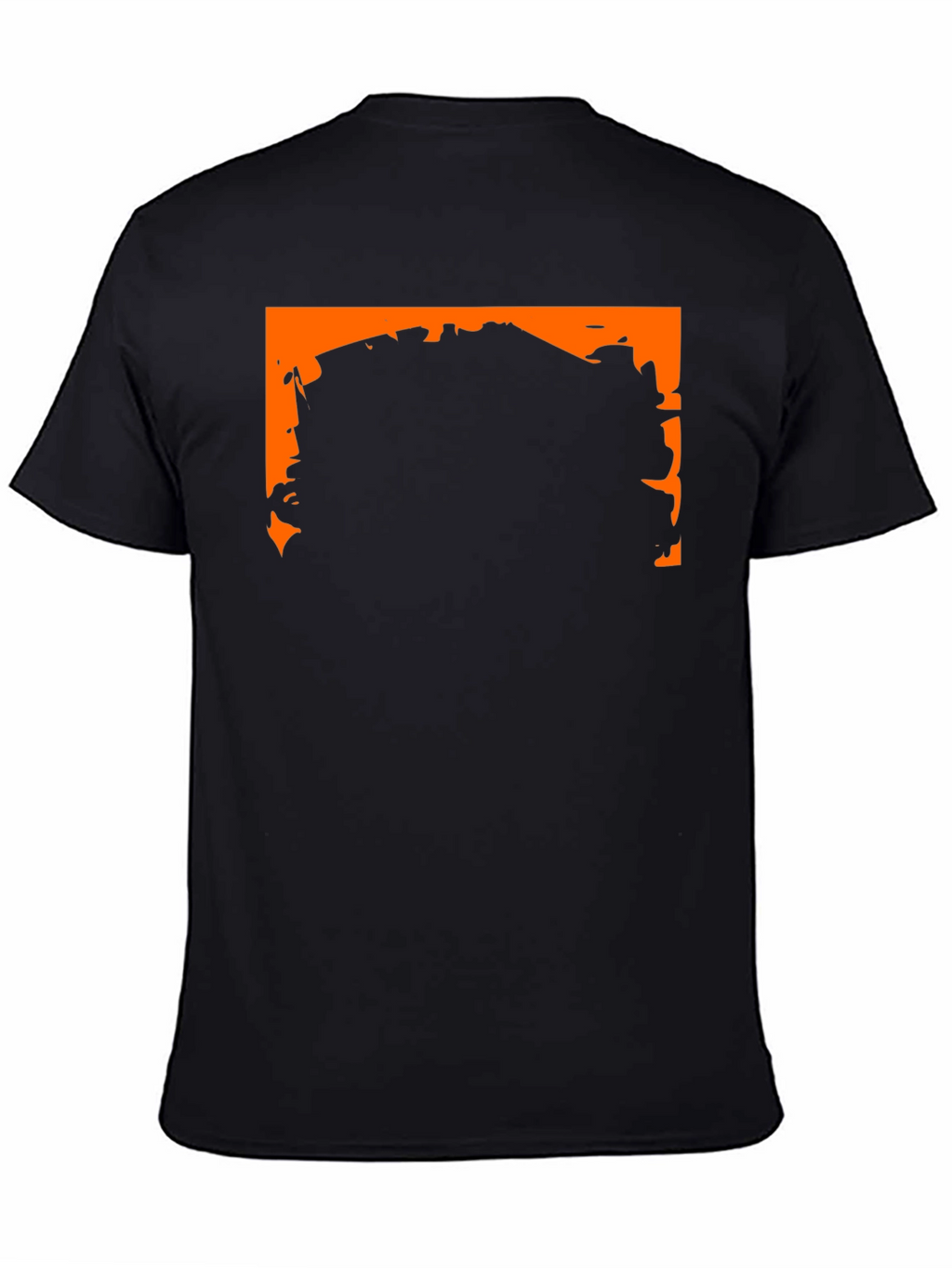 Black Graphic Tee with Orange Border